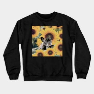 Beautiful French Bulldog with Sunflowers Crewneck Sweatshirt